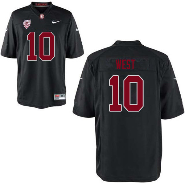 Men #10 Jack West Stanford Cardinal College Football Jerseys Sale-Black - Click Image to Close